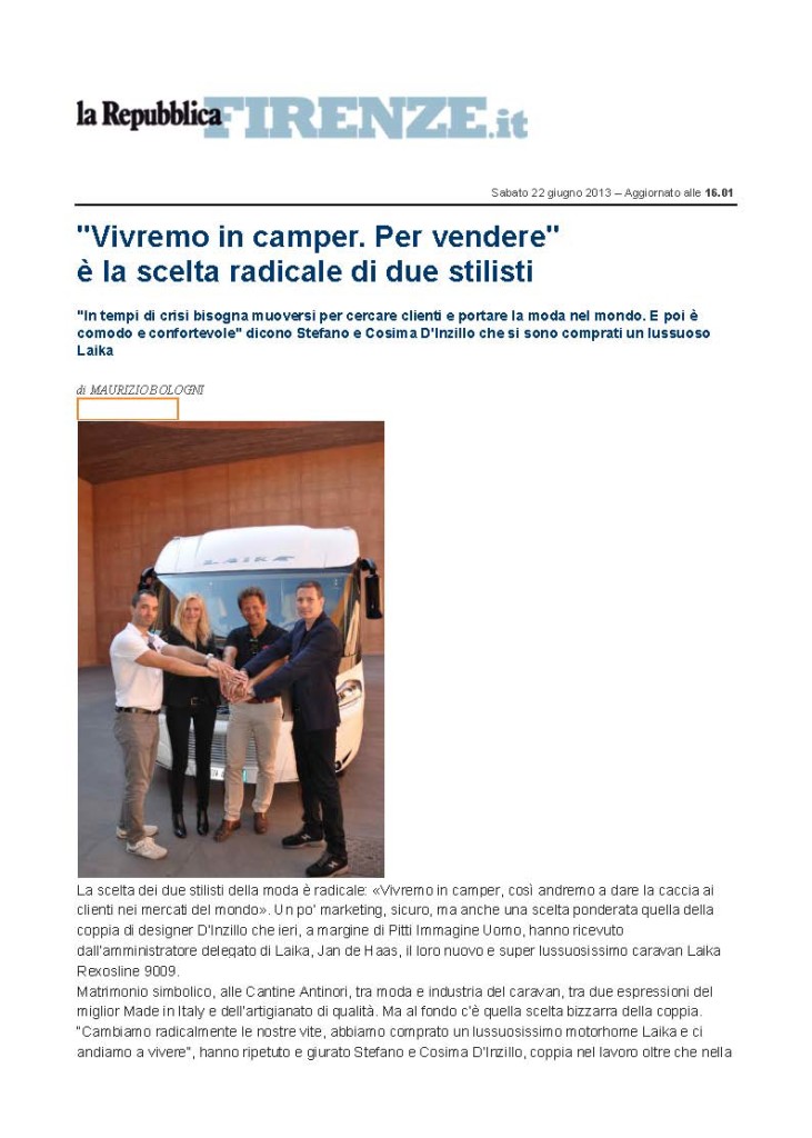 La Repubblica.it Andremo a vivere in camper 